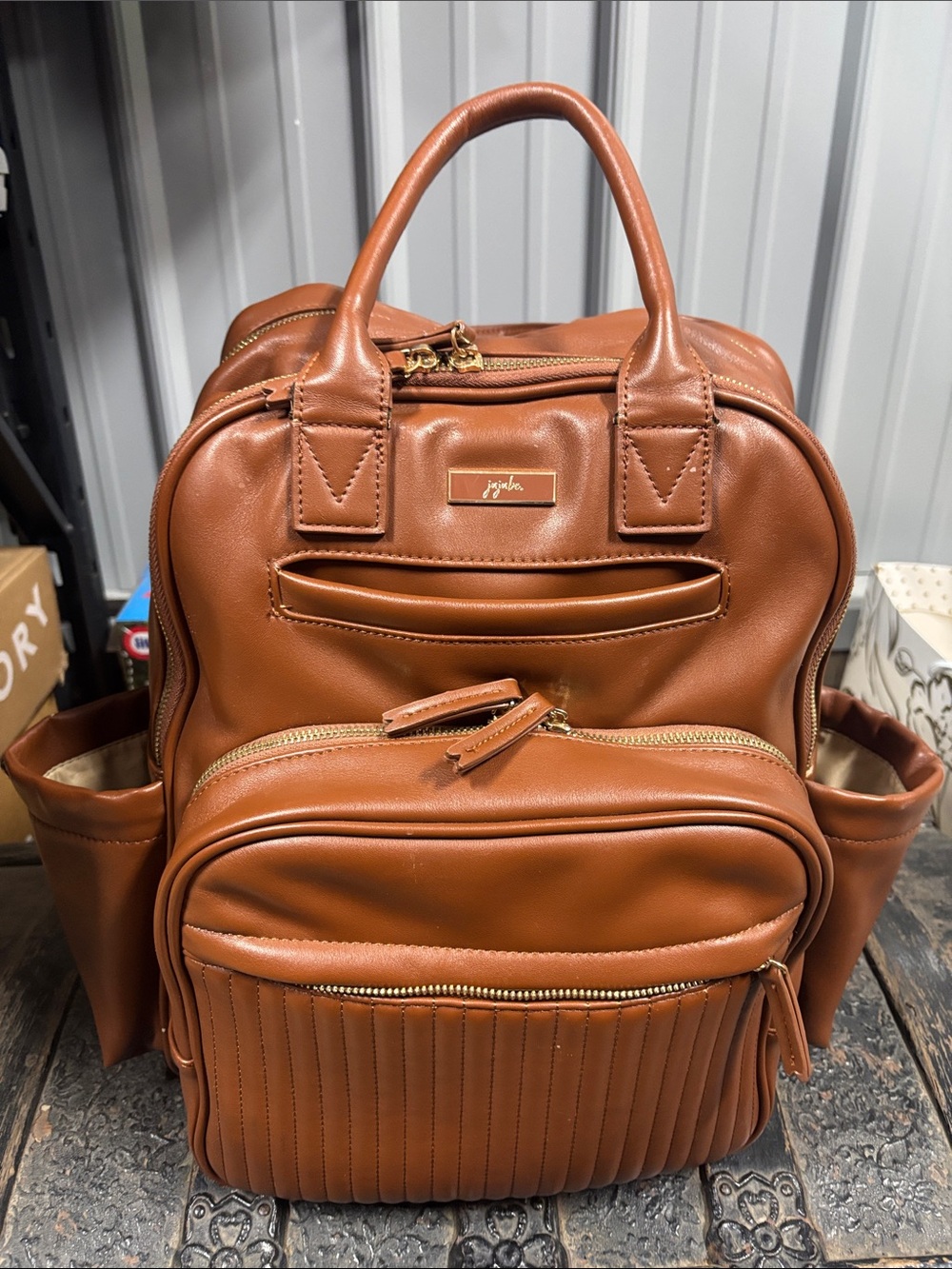 Jujube faux leather baby diaper bag/backpack